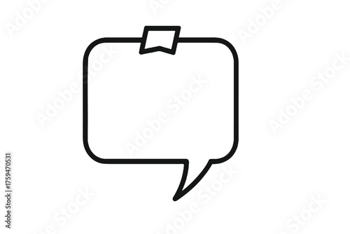 Folded tape-tab chat bubble 16:9 transparent background Chat bubble, empty for copy