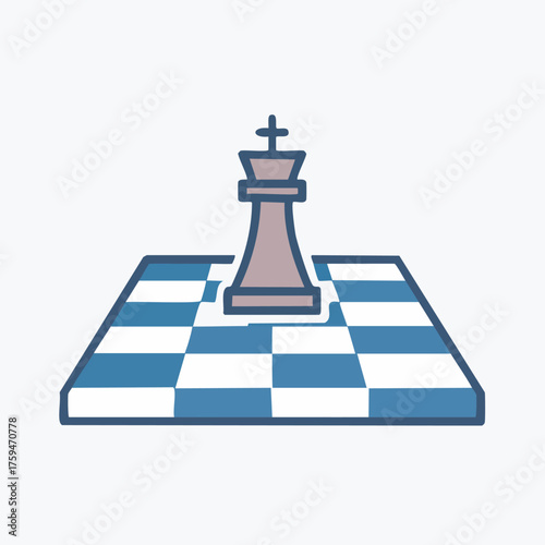 Chess King on Board - Strategic Game Piece Illustration.