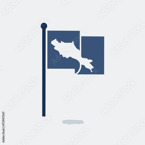 Costa Rica Map Flag Icon.