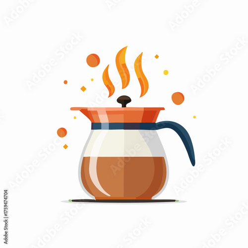 Hot Coffee Pot Steaming Freshly Brewed Beverage.