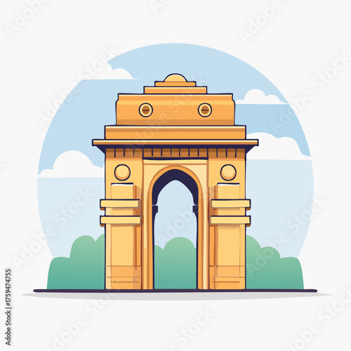 India Gate Monument Landmark Architecture Illustration.