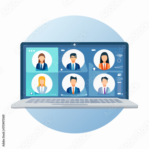 Online Meeting Video Conference Call Laptop Screen.