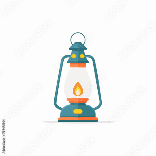 Vintage kerosene lantern with a lit flame.