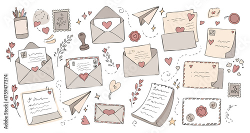 Romantic Love Letters & Correspondence Elements Collection