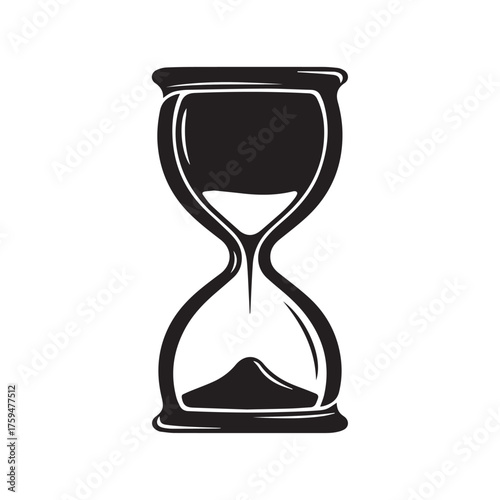 Classic hourglass with sand flowing symbolizing the passage of time.