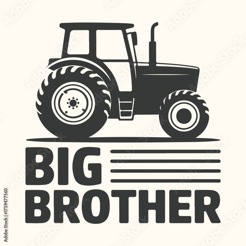 Vector art of big brother tractor design for a new sibling, perfect for announcing a pregnancy or for a baby shower gift