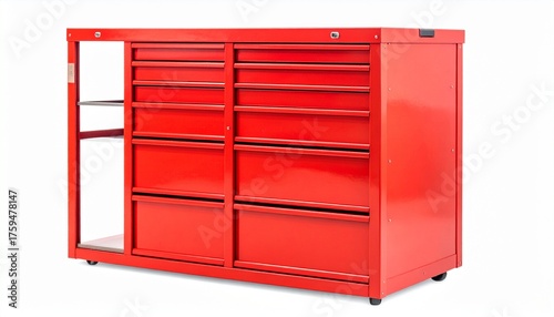Red Rolling Tool Cabinet with Multiple Drawers white background