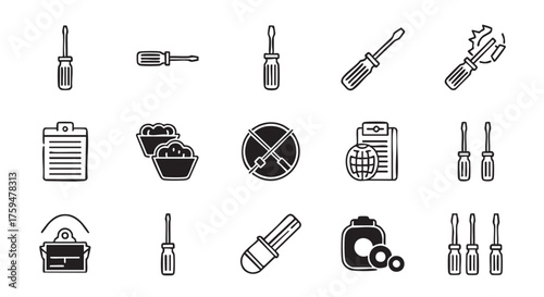 Assorted Handyman Toolkit and Supplies Illustrations for Various Construction Projects