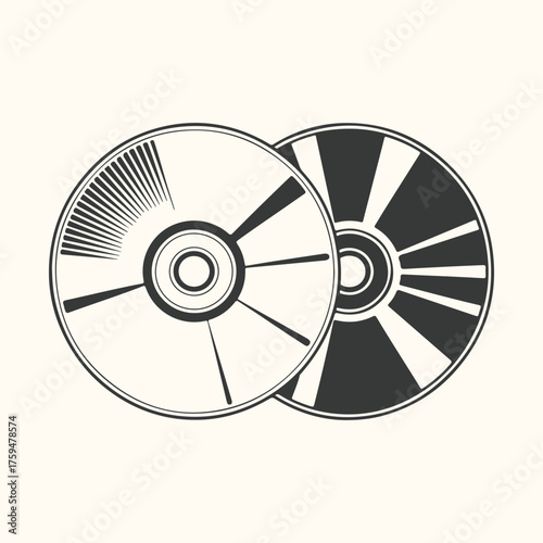 Vector art of two stylized cds or dvds with abstract patterns, representing data storage or music media