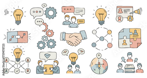 Business Ideas and Teamwork Hand-Drawn Problem-Solving Elements