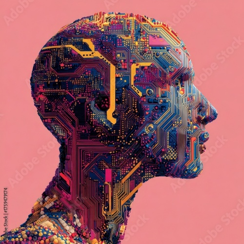 human head with gears