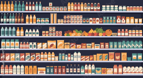 A grocery store aisle displaying an abundant selection of products on well-stocked shelves.