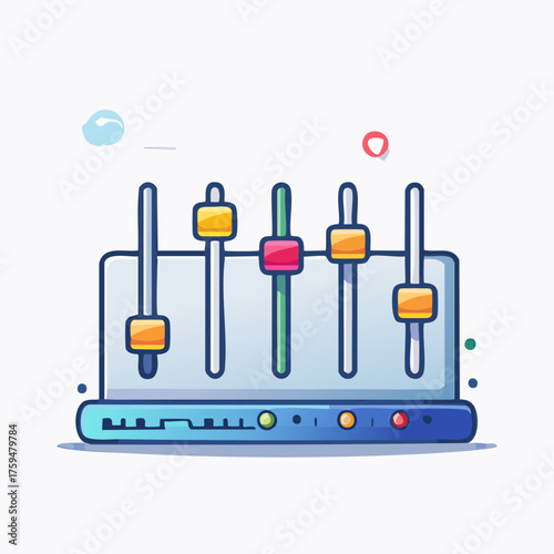 Audio Mixer Interface with Colorful Sliders for Sound Adjustment.