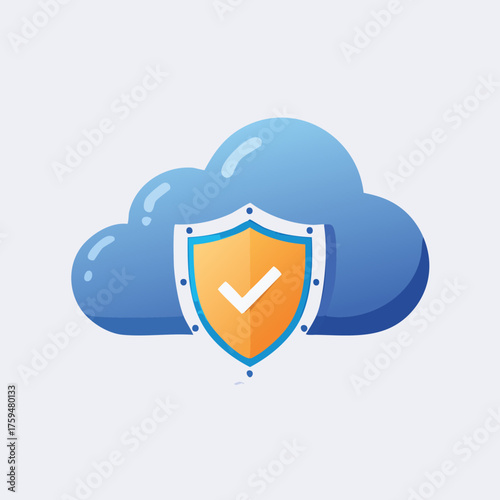 Cloud Security Shield Icon with Checkmark.
