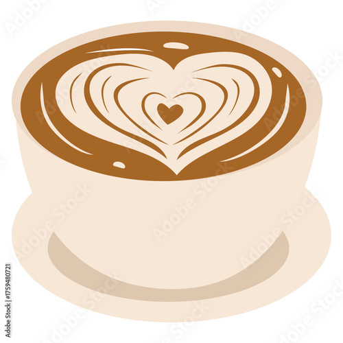 Heart Latte Art Illustration