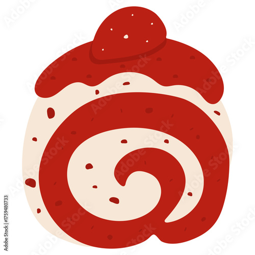Strawberry Roll Cake Illustration
