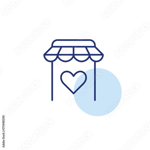 Online shopping app and heart. E-commerce care, favorite goods. Pixel perfect, editable stroke vector icon