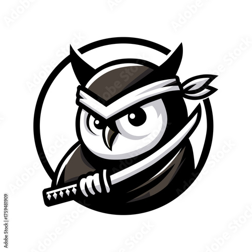 Ninja Owl Warrior Mascot with Katana