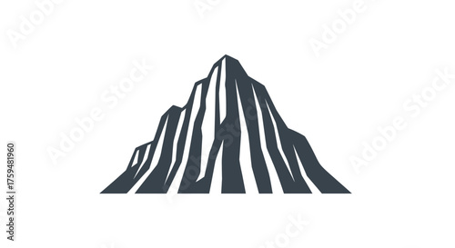 Dramatic mountain peak silhouette against a pristine white backdrop showcasing rugged terrain