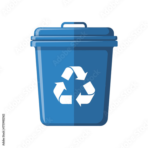 Illustration of blue recycle bin symbolizing environmental consciousness and sustainability effort