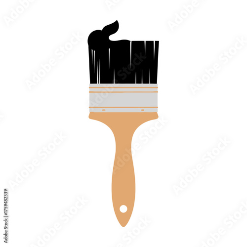 Stylized paintbrush loaded with dark pigment offering creative possibilities for design work