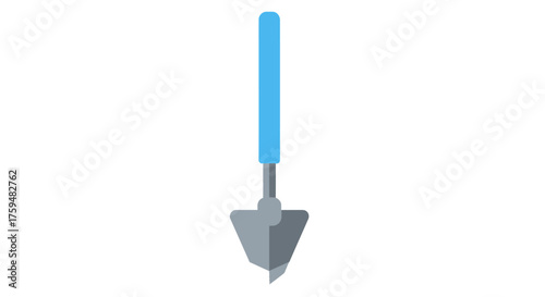 Stylized gardening hand trowel tool illustration with blue handle for agricultural tasks and hobby