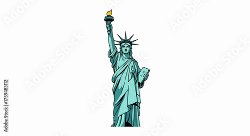 Stylized digital rendition of the Statue of Liberty celebrating national heritage and iconic