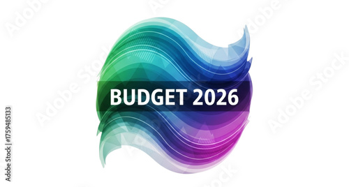 Budget 2026 announcement with vibrant colorful design, perfect for financial planning, corporate strategy, and economic forecasting presentations
