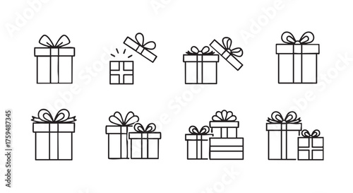 Gift box vector icons for holiday celebration and special occasion