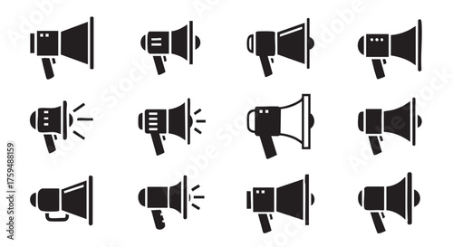 Megaphone Icons Vector Set for Communication and Announcements Needs