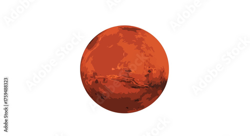 Illustrative depiction of mars, the fourth planet from the sun, isolated against a plain background