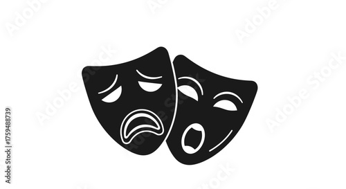 Tragic and comic masks symbolizing dramatic arts, showcasing the duality of human emotions in