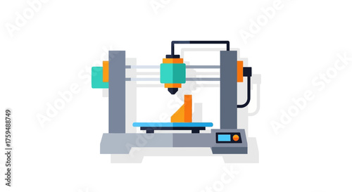 Creative depiction of a desktop 3D printer showcasing manufacturing technology and innovation in