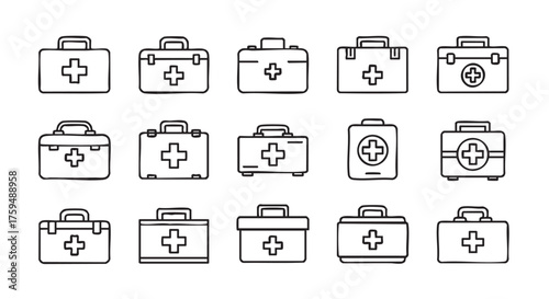 Seamless pattern of first aid kits for medical backgrounds vector