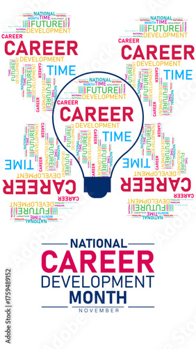 National Career Development Month Poster Banner and Background Abstract Design Template with Business People Growth Arrow and Office Illustration for Education Success for mobile responsive