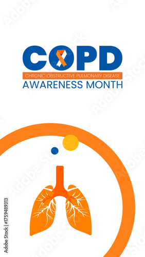 COPD Awareness Month Poster Banner and Background Abstract Design Template with Lungs and Medical Illustration for Respiratory Health Education Health Awareness for mobile responsive
