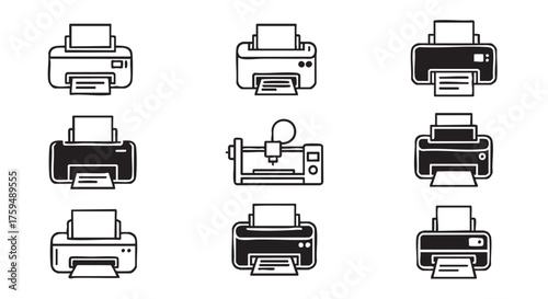 Set of printer icon vector design for office or business use