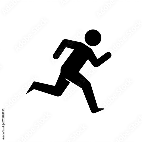 Silhouette of a person running quickly on a white background image