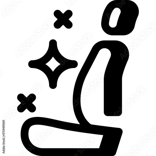Car seat cleaning icon in outline style. Vector design for auto detailing, interior wash, and car care service