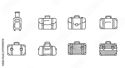 Variety of luggage styles including carry on suitcase duffel bag and briefcase
