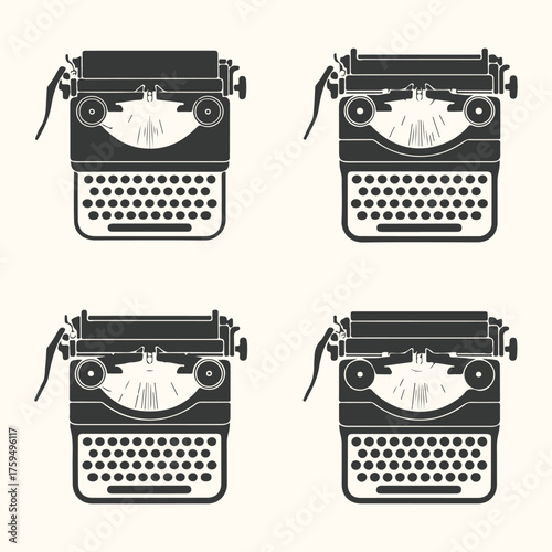 Vector art of vintage typewriter pattern, retro writing machine illustration, classic technology design