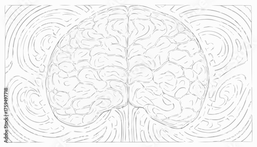 Abstract brain structure coloring page in neuroart style for creative mindfulness
