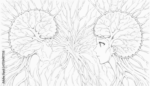 Neuroart coloring page featuring synapses and neural connections for creative exploration