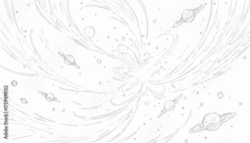 Collision of distant galaxies coloring page for relaxation with cosmic artwork