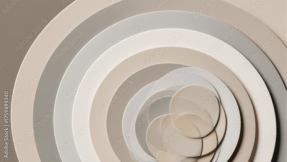 Obraz premium Abstract concentric circles in neutral tones, creating a calming visual.