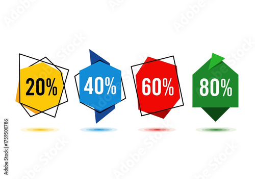 Four colorful geometric icons labeled 20 40 60 and 80 each with a unique shape and color gradient