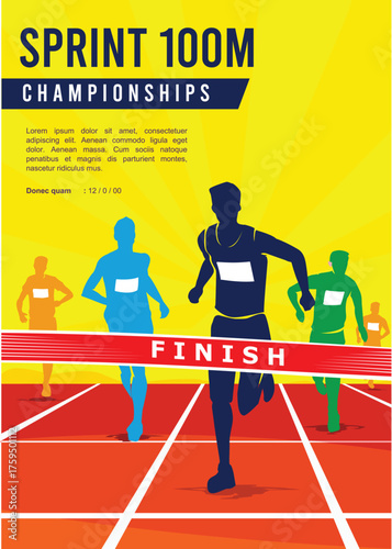 Great elegant vector editable track and field sprint runner poster background design for your marathon championship event
