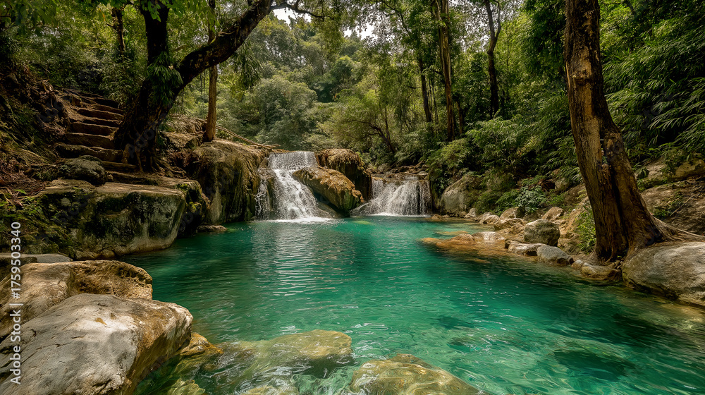 Naklejka premium waterfall in the forest