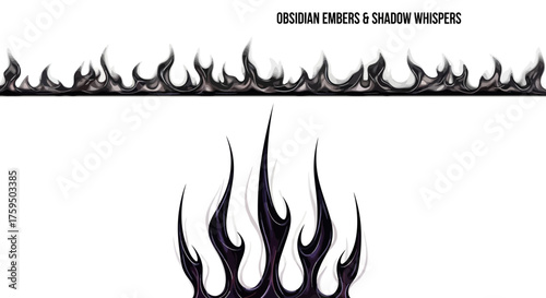 Dynamic obsidian flame designs with smoky shadow accents, perfect for edgy logos and fiery visual elements, originally a scalable vector graphic
