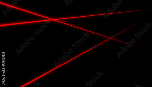 Dynamic Red Neon Laser Lines on Black Background